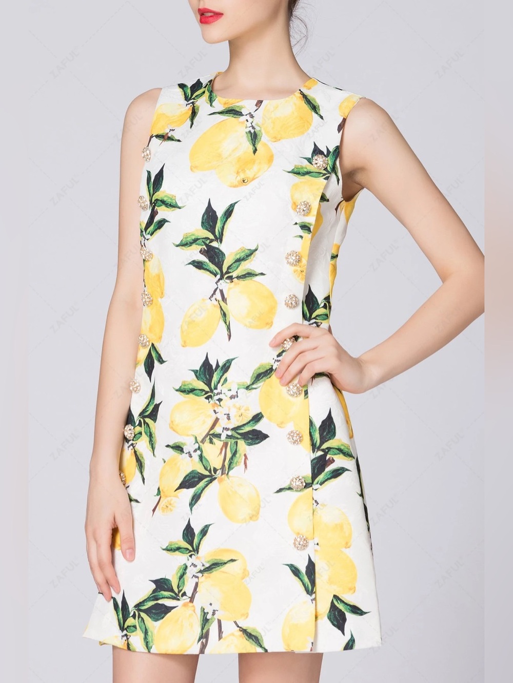 Lemon-Print Shift Dress